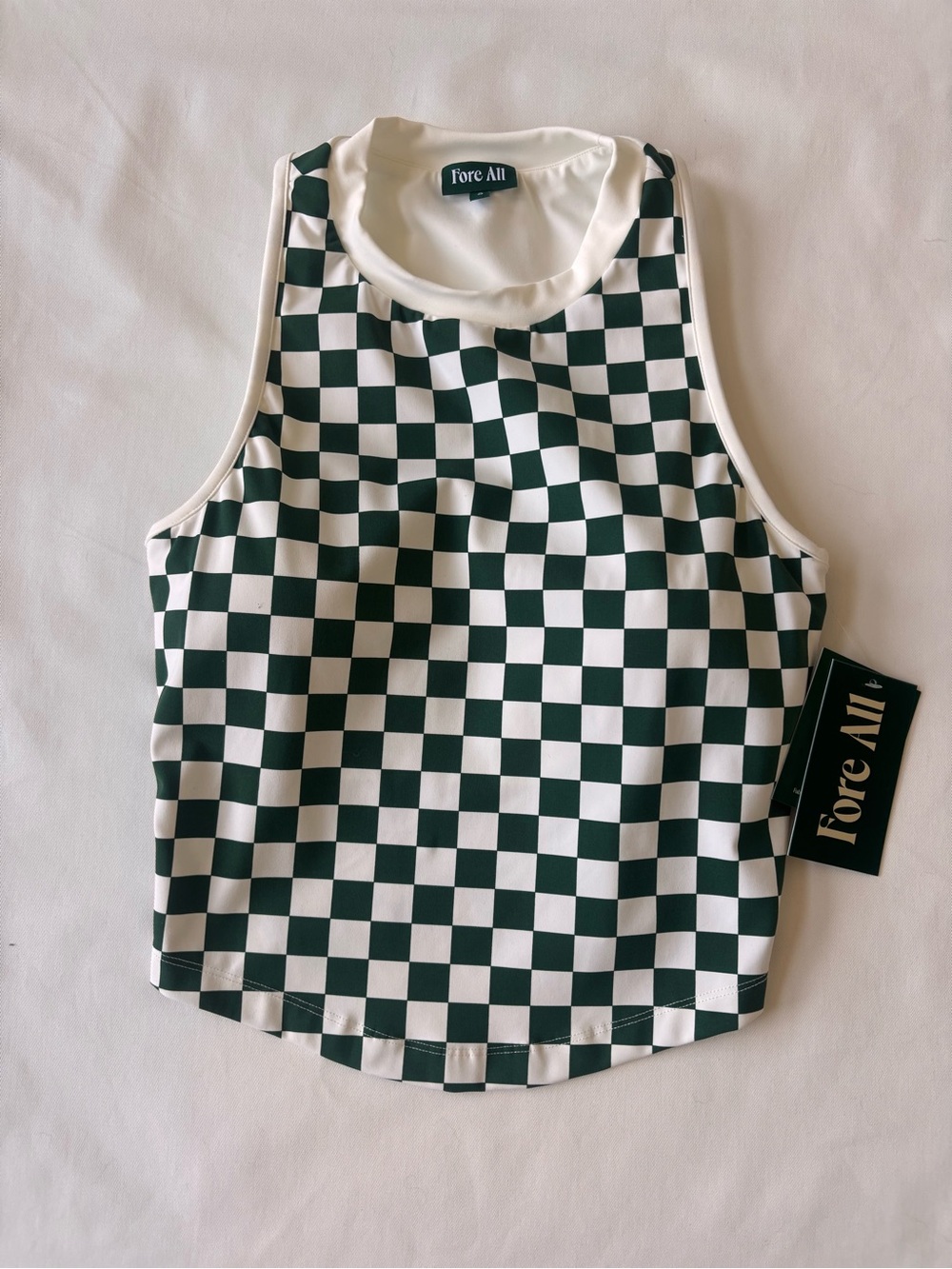 Women's Green and White Checkerboard Tank Top